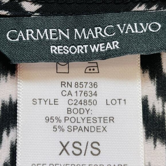 CARMEN MARC VALVO Resort Wear Black Top Tribal Aztec Oversize Swim Coverup XS/S - Picture 7 of 10